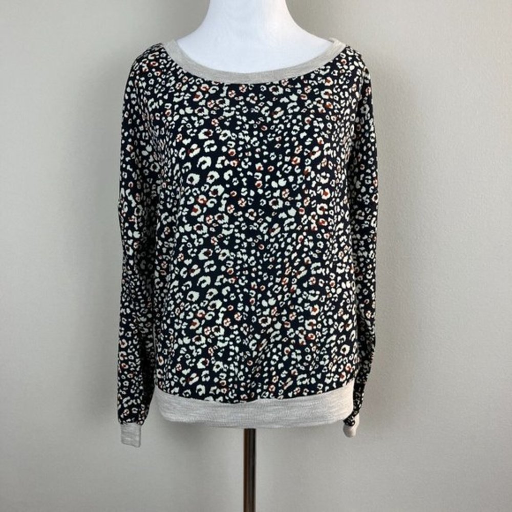 Anthropologie Sunday‎ In Brooklyn Top XS Leopard Print Long Sleeve Pullover
